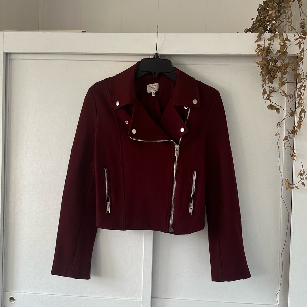 SIX CRISP DAYS Burgundy Moto Jacket